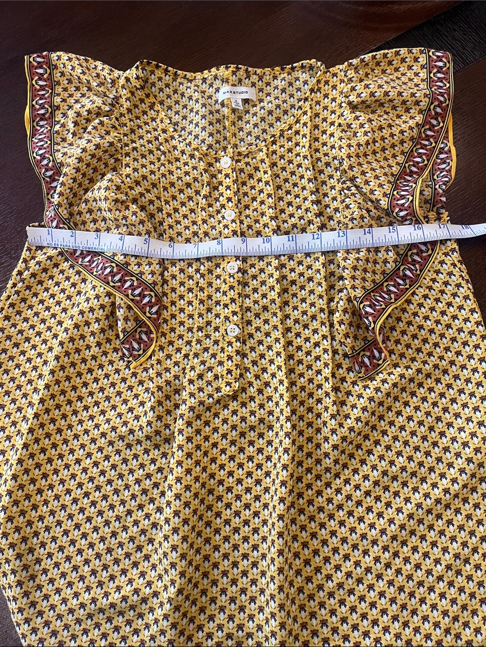 Yellow Floral Button-Front Ruffle Blouse - Picture 4 of 4
